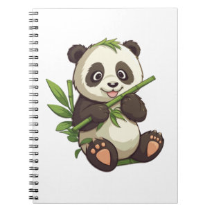 Cuaderno Ilustración de panda de dibujos animados