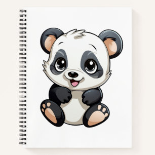 Cuaderno Ilustración de panda de dibujos animados