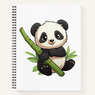 Cuaderno Ilustración de panda de dibujos animados