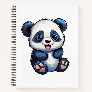 Cuaderno Ilustración de panda de dibujos animados