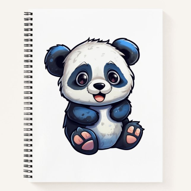 Cuaderno Ilustración de panda de dibujos animados (Anverso)