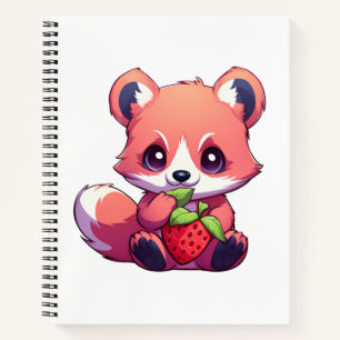 Cuaderno Ilustración de panda rojo de dibujos animados