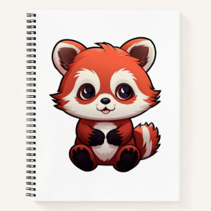 Cuaderno Ilustración de panda rojo de dibujos animados