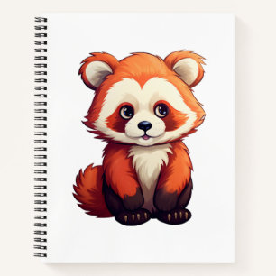 Cuaderno Ilustración de panda rojo de dibujos animados