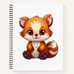 Cuaderno Ilustración de panda rojo de dibujos animados