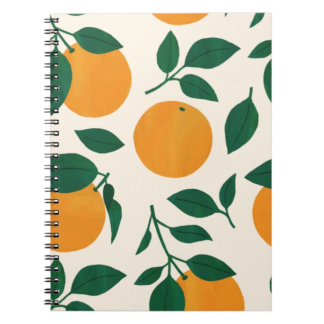 Cuaderno Ilustracion de patrón de fruta naranja (Frente)