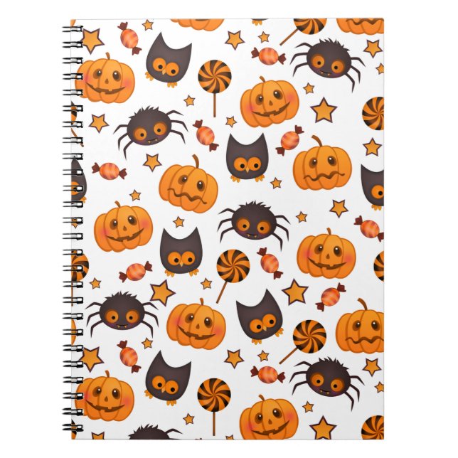 Cuaderno Ilustracion de patrón de Halloween (Frente)