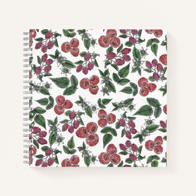 Cuaderno Ilustración de patrón de hojas de fruto de frambue (Anverso)