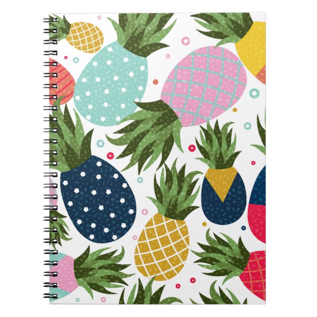 Cuaderno Ilustracion de patrón ininterrumpido de piña, colo (Frente)