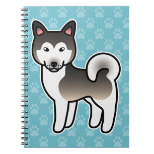 Cuaderno Ilustración de perro Alaskan Malamute gris lobo