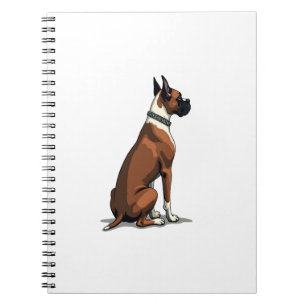 Cuaderno Ilustración de perro boxer vintage desde atrás mar