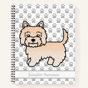 Cuaderno Ilustración de perro Cairn Terrier crema con texto