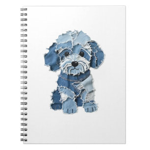 Cuaderno Ilustración de perro con parches de mezclilla ador