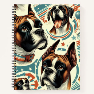 Cuaderno Ilustracion de perro de Boxer sin costura