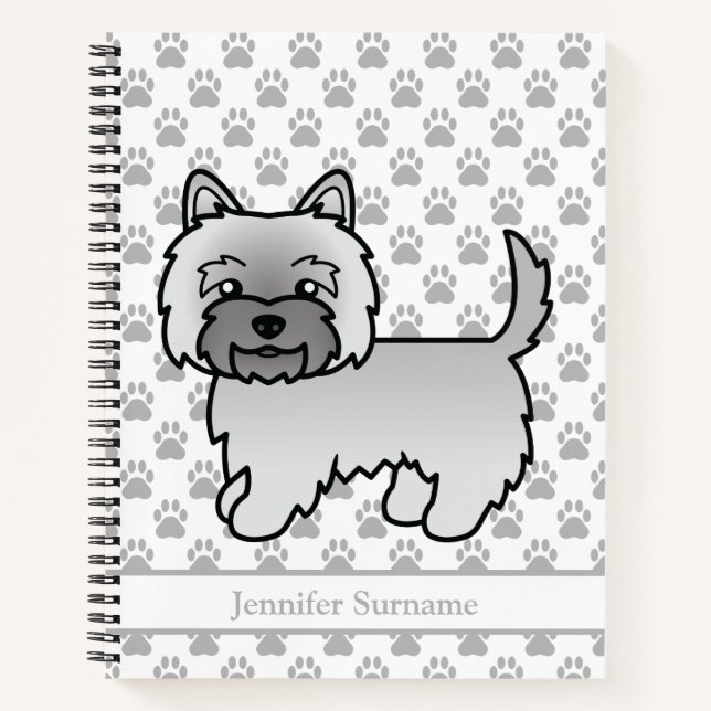 Cuaderno Ilustración de perro Terrier Cairn Gris con texto  (Anverso)