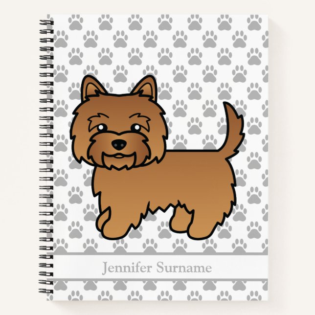 Cuaderno Ilustración de perro Terrier Cairn Rojo con texto  (Anverso)