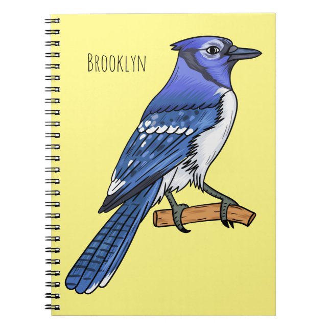 Cuaderno Ilustracion de personalizado de ave azul jay  (Frente)