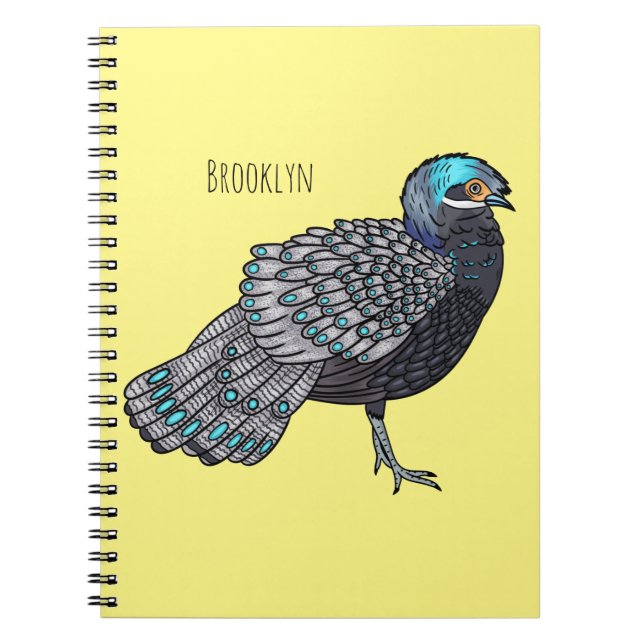 Cuaderno Ilustracion de personalizado de aves de pavo real  (Frente)