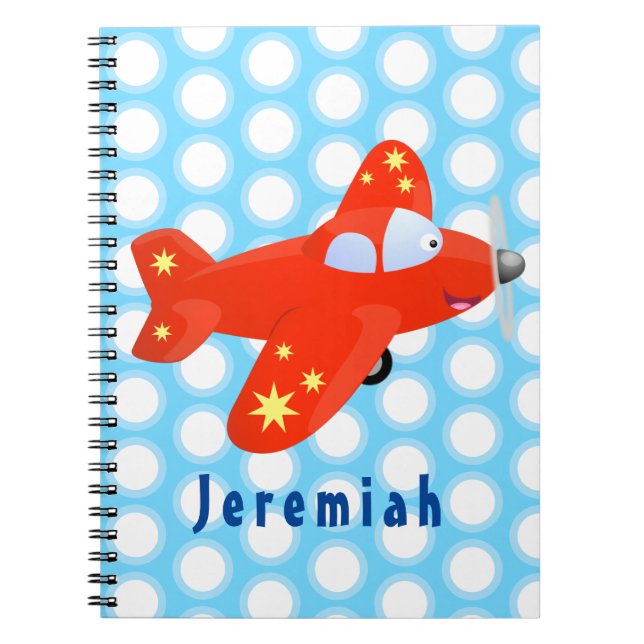 Cuaderno Ilustracion de personalizado de avión rojo con vue (Frente)
