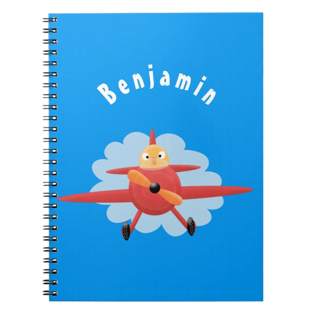 Cuaderno Ilustracion de personalizado de avión rojo que vue (Frente)