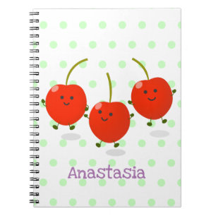 Cuaderno Ilustracion de personalizado de cerezas rojas de s