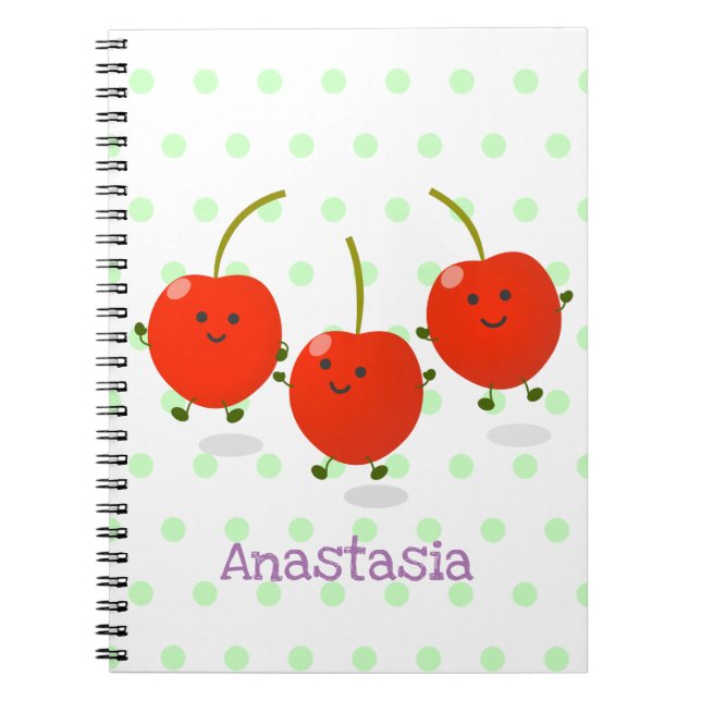 Cuaderno Ilustracion de personalizado de cerezas rojas de s (Frente)