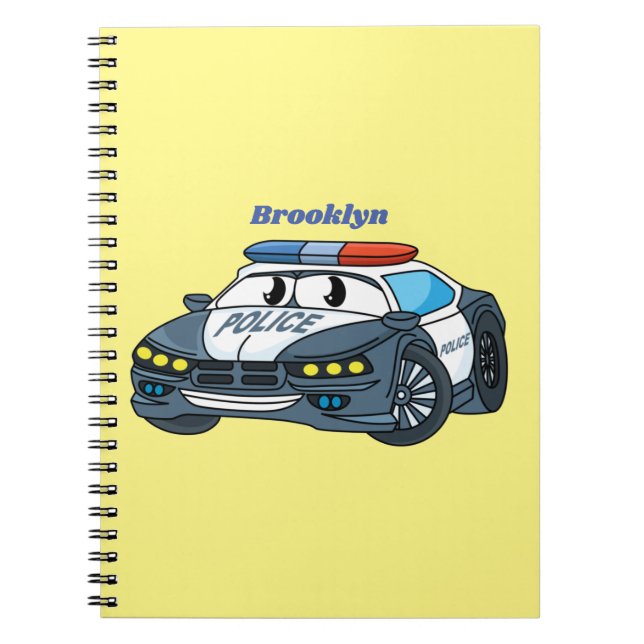 Cuaderno Ilustracion de personalizado de coche de policía f (Frente)