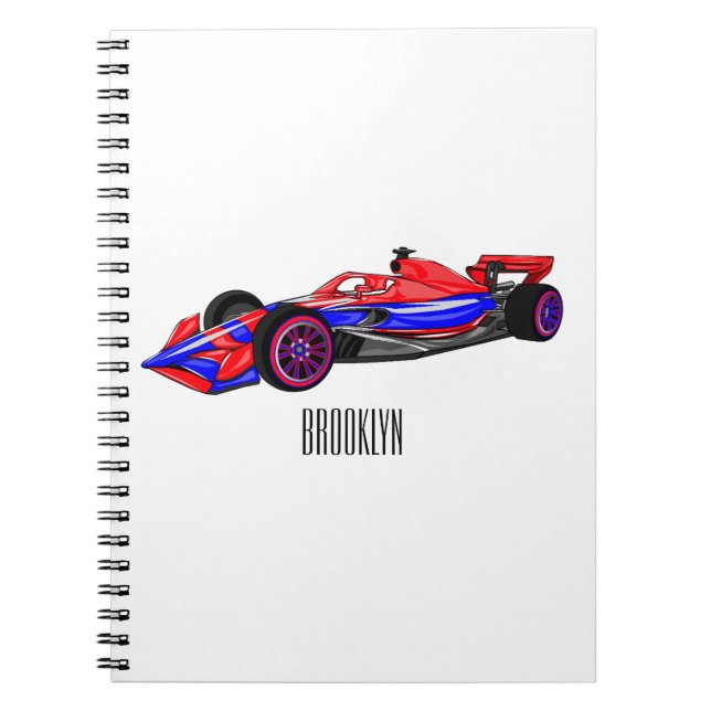 Cuaderno Ilustracion de personalizado de coches de carreras (Frente)