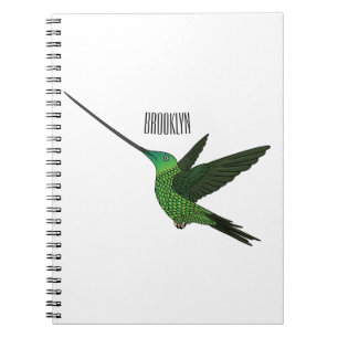 Cuaderno Ilustracion de personalizado de colibrí con moto d