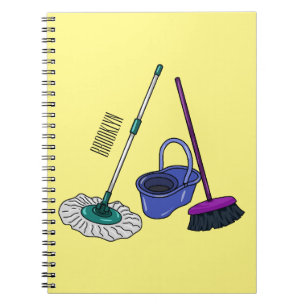 Cuaderno Ilustracion de personalizado de escobas y mopas