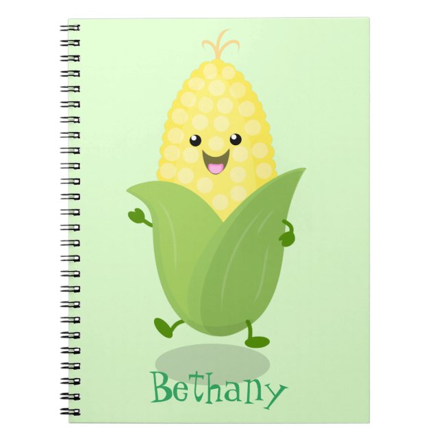 Cuaderno Ilustracion de personalizado de maíz feliz (Frente)
