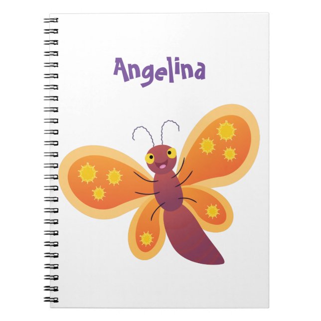 Cuaderno Ilustracion de personalizado de mariposa naranja f (Frente)