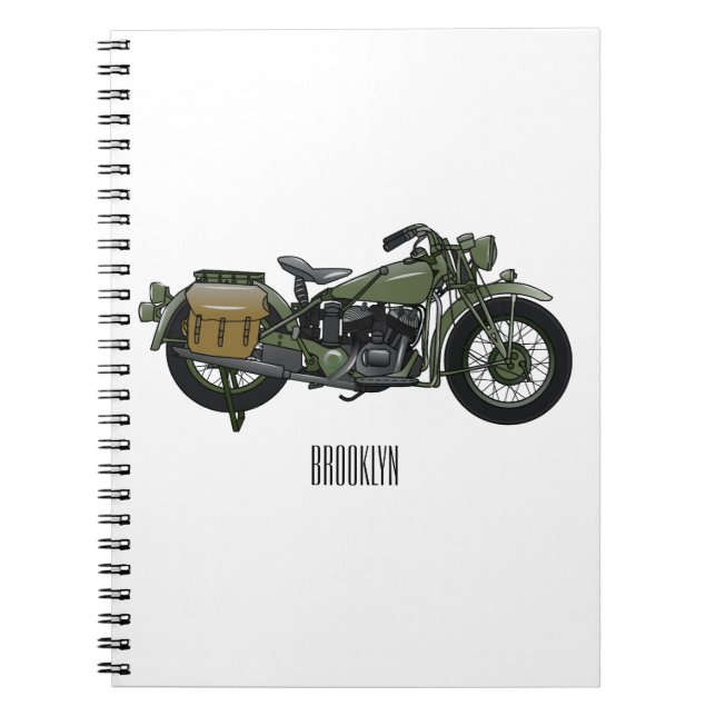 Cuaderno Ilustracion de personalizado de motocicleta de cru (Frente)
