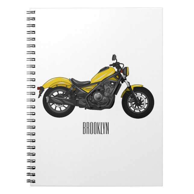 Cuaderno Ilustracion de personalizado de motocicleta de cru (Frente)