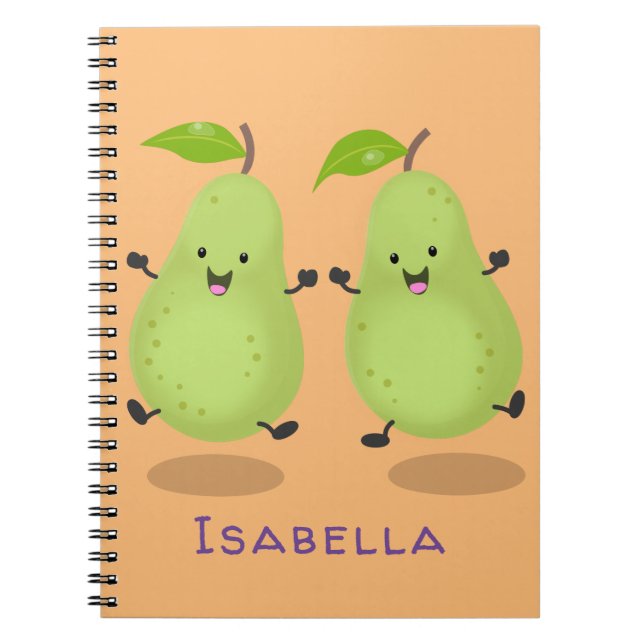 Cuaderno Ilustracion de personalizado de par de pera cúpula (Frente)