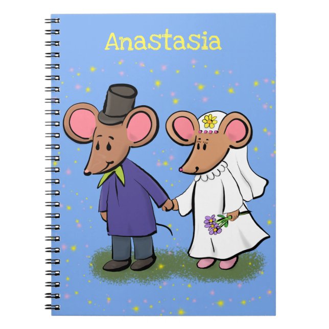 Cuaderno Ilustracion de personalizado de pareja de ratones (Frente)