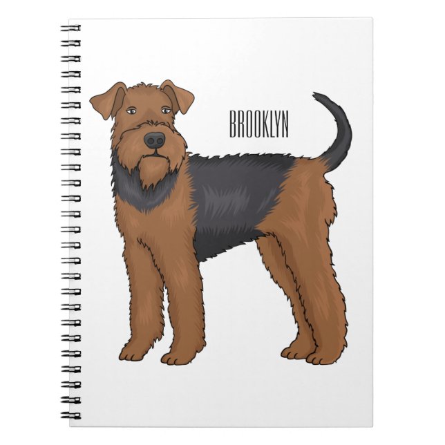 Cuaderno Ilustracion de personalizado de perro Airedale ter (Frente)