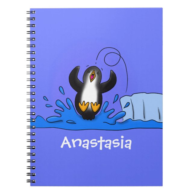 Cuaderno Ilustracion de personalizado de pingüino puenteado (Frente)