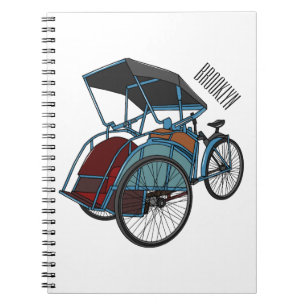 Cuaderno Ilustracion de personalizado de rickshaw en bicicl