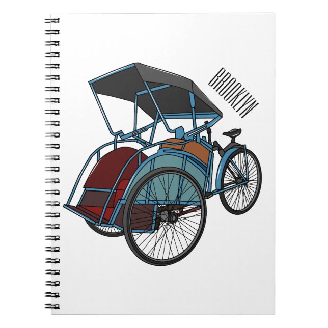 Cuaderno Ilustracion de personalizado de rickshaw en bicicl (Frente)