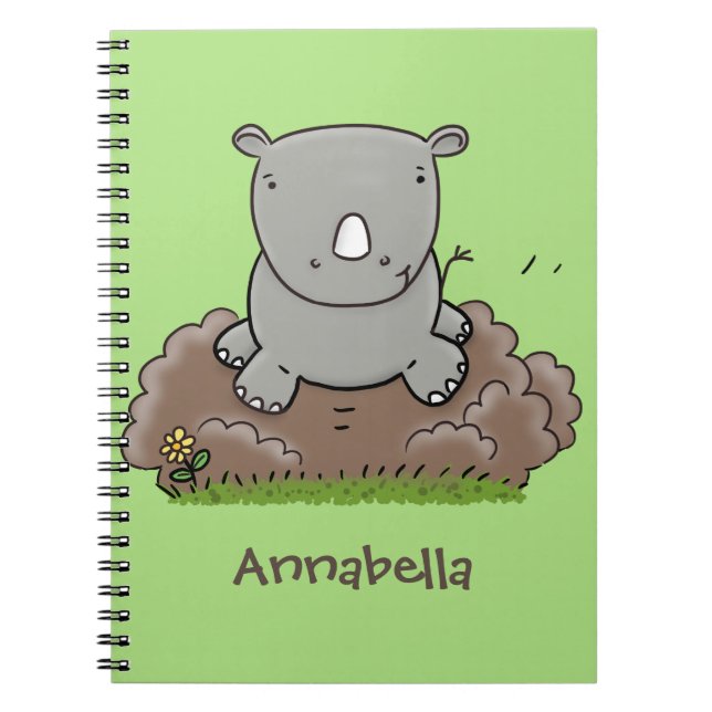 Cuaderno Ilustracion de personalizado de rinocerontes (Frente)