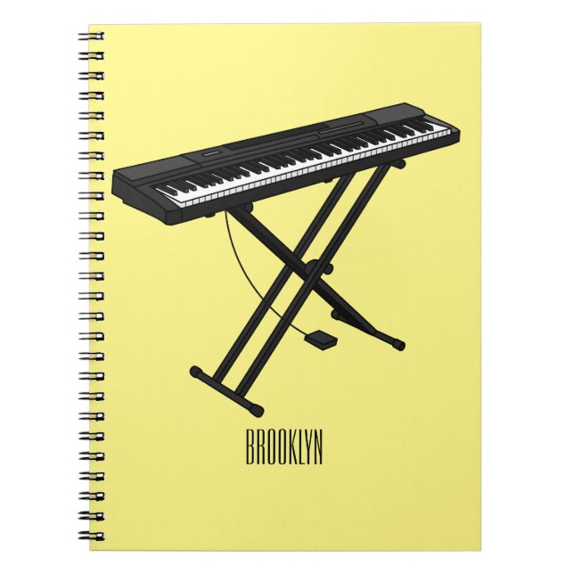 Cuaderno Ilustracion de piano personalizado de teclado (Frente)