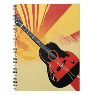 Cuaderno Ilustracion de pintura de guitarra pop Art Retro v