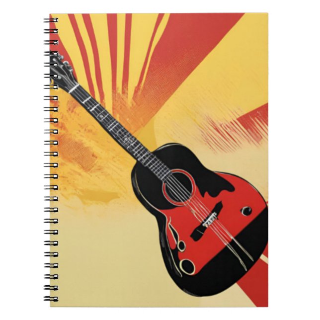 Cuaderno Ilustracion de pintura de guitarra pop Art Retro v (Frente)