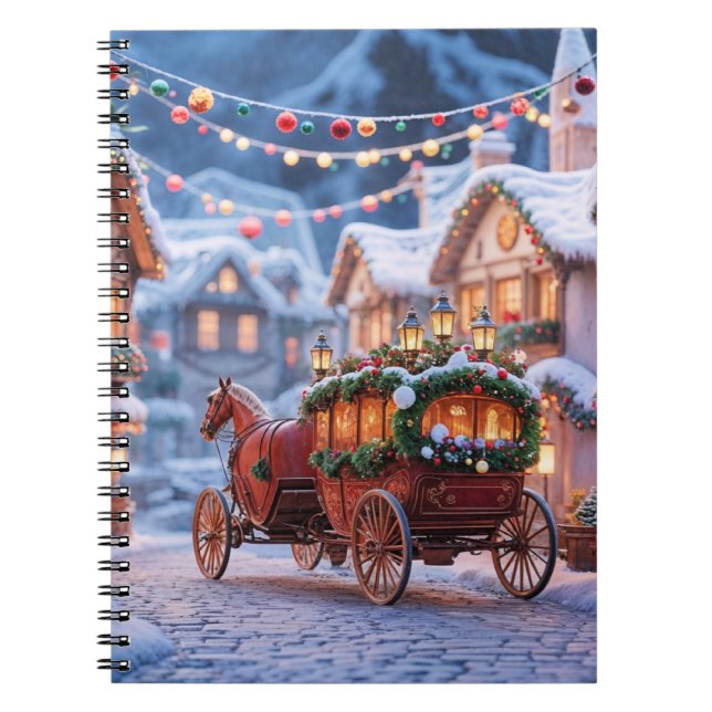 Cuaderno ilustración de pueblo navideño (Frente)