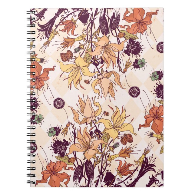 Cuaderno Ilustracion de rastrillo de luz floral (Frente)