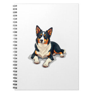 Cuaderno Ilustración de retrato de perro Border Collie tric