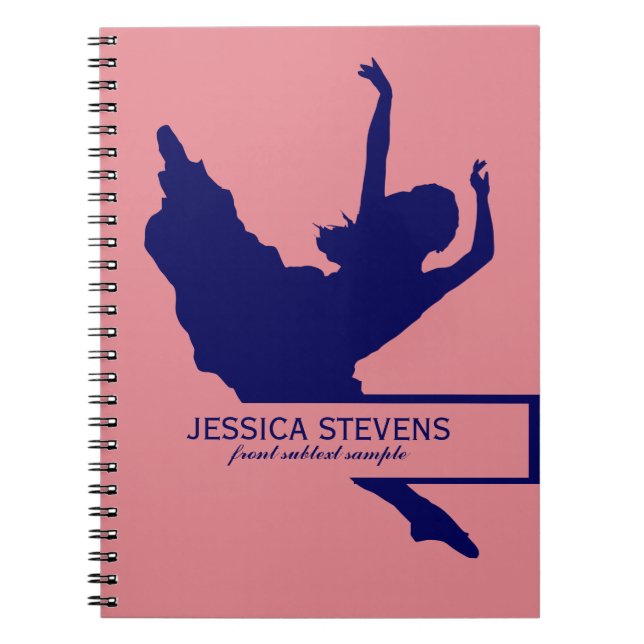 Cuaderno Ilustracion De Silhouette De Bailarina Azul Rosa Y (Frente)