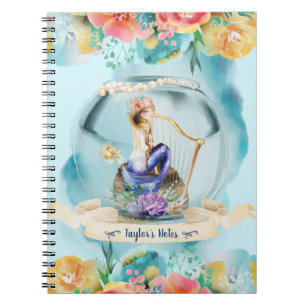 Cuaderno Ilustracion De Sirena Bajo El Diario Chica Del Océ
