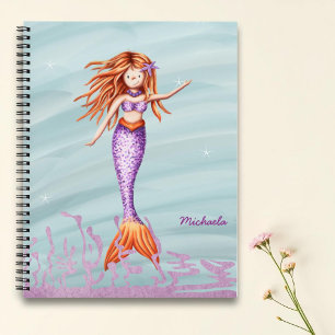 Cuaderno Ilustracion de sirena púrpura Naranja